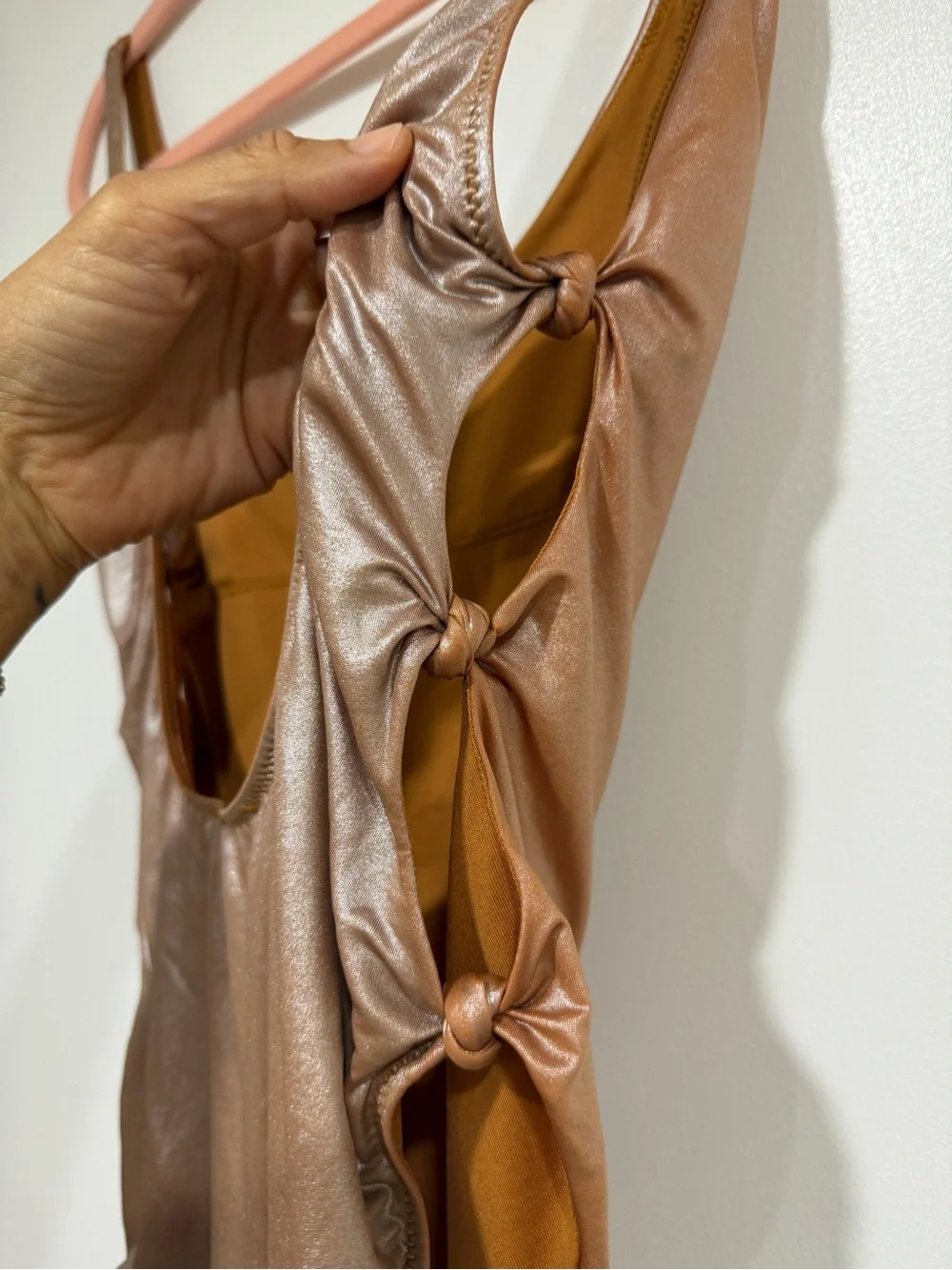 Zara Shiny Chestnut Brown One-Piece Swimsuit